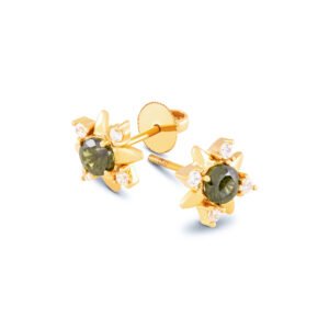 Diopside and White Topaz Studded Earstuds
