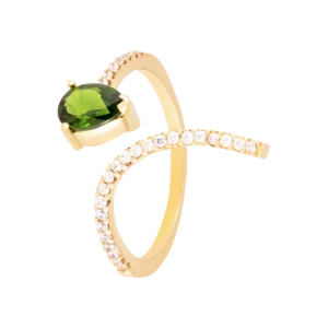 Green Tourmaline and White Topaz studded Rings