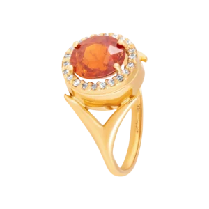 Spessartite Garnet and White topaz Studded Ring